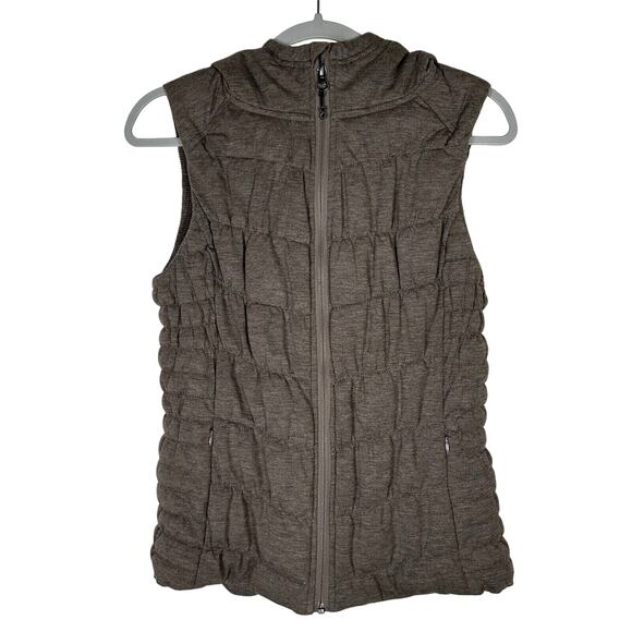 Be By Blanc Noir Vest Women’s Brown, Quilted Puffer Hooded Outdoor Vest Zip - Picture 1 of 9